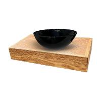 Kit Bancada Madeira Maciça Banheiro Lavabo Com Cuba Preta Estilo Industrial 70 Cm X 40 Cm Marrom - 3