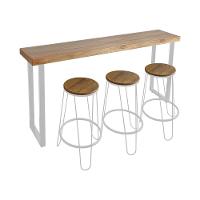 Conjunto Guatemala Mesa Aparador 150cm Com 3 Banquetas Industriais Base Em Ferro Branco Branco - 1