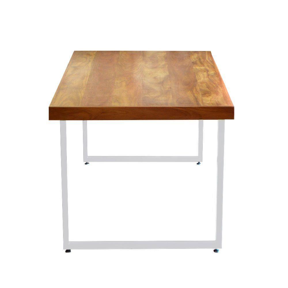 Mesa Industrial Bernardo Madeira Maciça C- Ferragem Branca 2,20m Marrom - 3