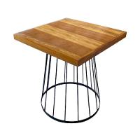 Mesa Eiffel Cubo Quadrada Estilo Industrial Madeira Maciça E Ferro 0,90m Marrom - 1