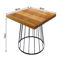 Mesa Eiffel Cubo Quadrada Estilo Industrial Madeira Maciça E Ferro 0,90m Marrom - 5