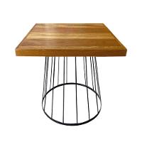 Mesa Eiffel Cubo Quadrada Estilo Industrial Madeira Maciça E Ferro 0,90m Marrom - 7