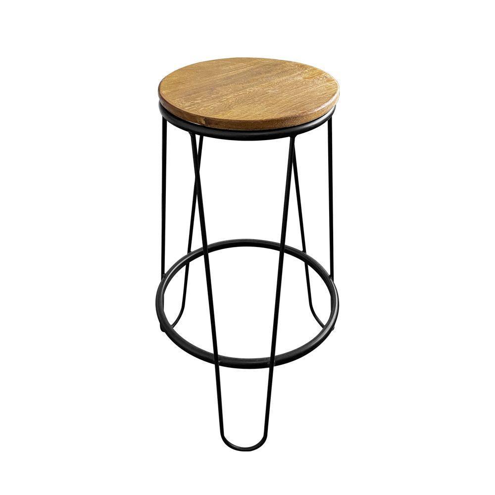 Conjunto Industrial 120cm Guatemala Aparador Com 2 Banquetas Industriais Base Ferro Preto Preto - 3