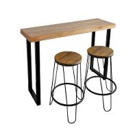 Conjunto Industrial 120cm Guatemala Aparador Com 2 Banquetas Industriais Base Ferro Preto Preto - 1