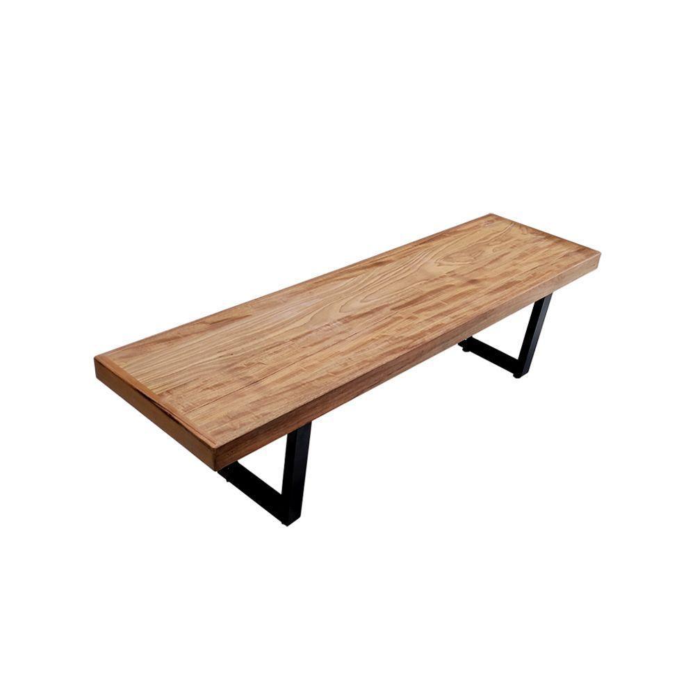 Kit 2 Bancos Bancão Lateral Mesa Industrial 2,20m Ferragem Preta Preto - 3