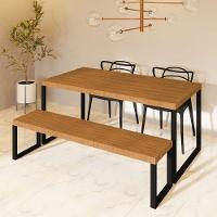 Mesa Industrial Bernardo Madeira Maciça C- Ferragem Preta 1,20m Marrom - 3