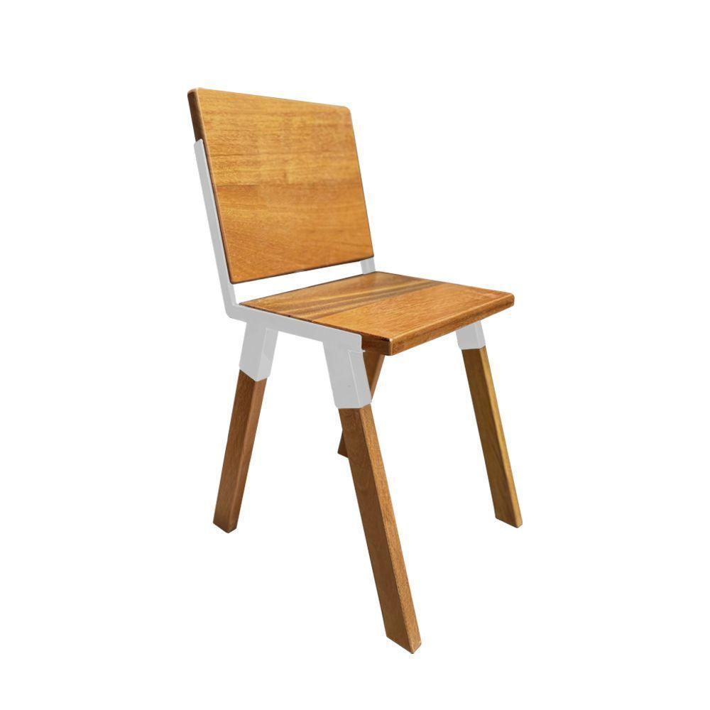 Conjunto Mesa Industrial Bernardo Madeira Maciça 1,30mx80cm C- Ferragem Branca E 4 Cadeiras Detroit Marrom - 5