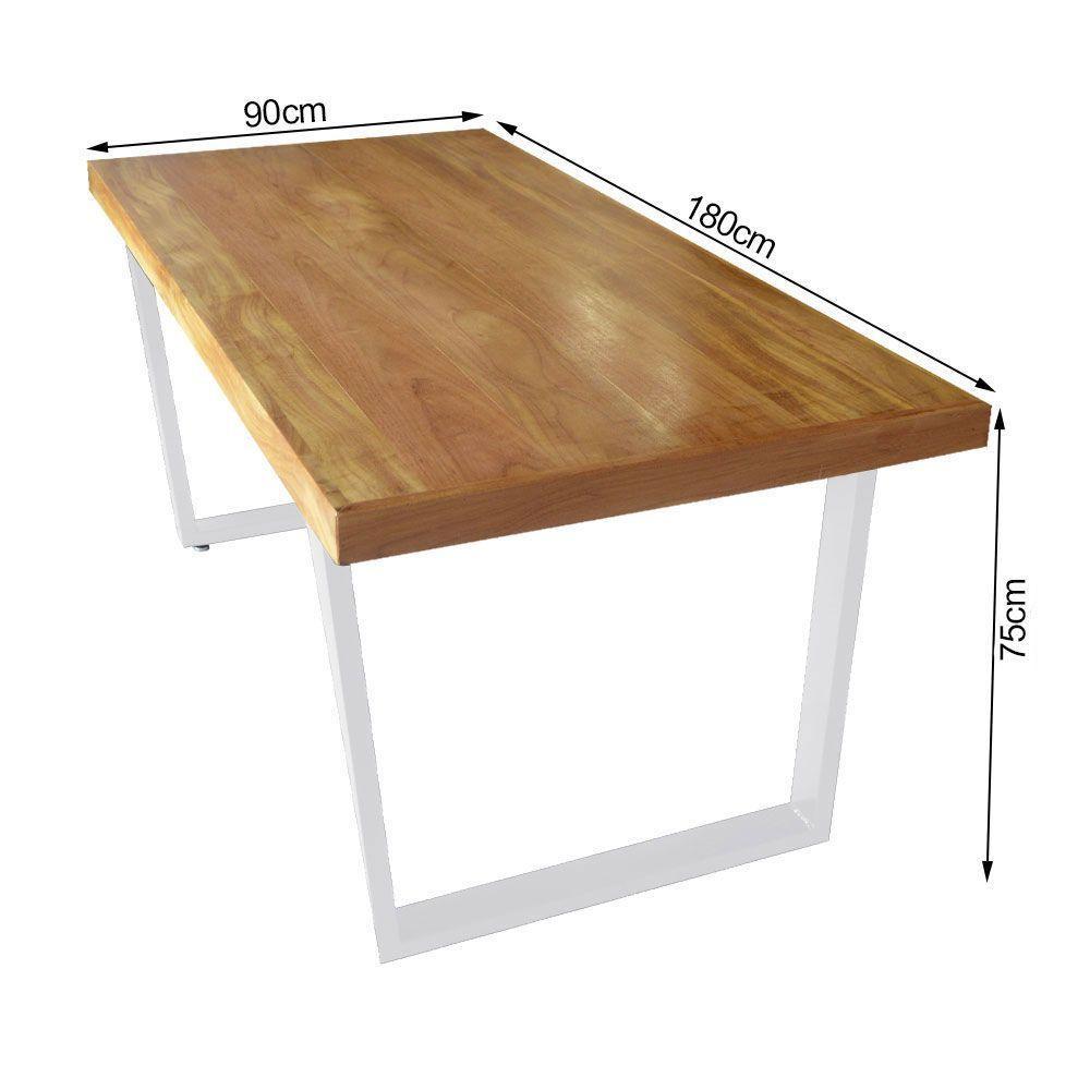 Mesa Industrial Lanna Madeira Maciça C- Ferragem Branca 1,80m Marrom - 4