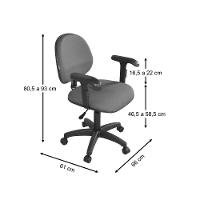 Cadeira Executiva New Giratória Braço Six Cinza - 2