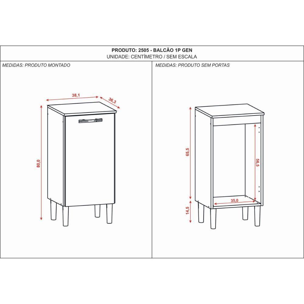 Balcão Multiuso 1 Porta Gen Suporte Para Bebedouro Freijo Supremo Kits Paraná - 3
