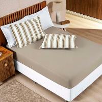 Jogo De Lençol Mimis King 3 Peças Malha 100% Algodão Extra Macio - Cáqui - 1