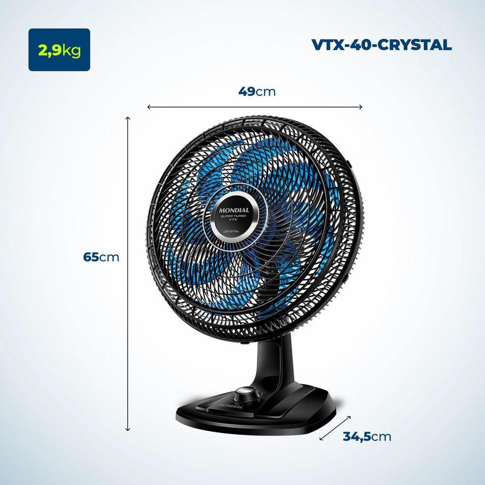 Ventilador De Mesa Super Turbo 8 Pás Mondial Vtx-40-crystal Vent 40cm Vtx-40-crystal 220v/60hz . - 4