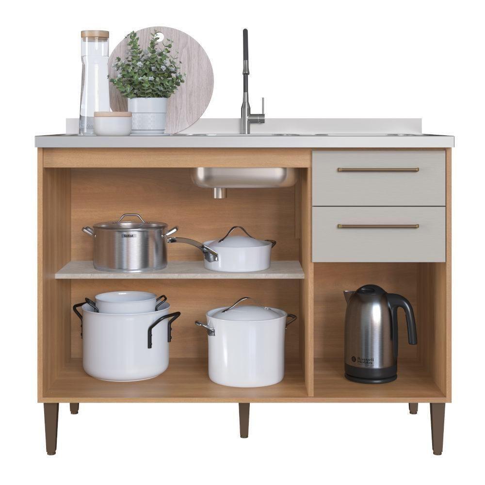 Balcão Pia 120cm 3 Portas E 2 Gavetas Delmarco Jade  - 4