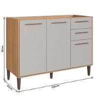 Balcão Pia 120cm 3 Portas E 2 Gavetas Delmarco Jade  - 9