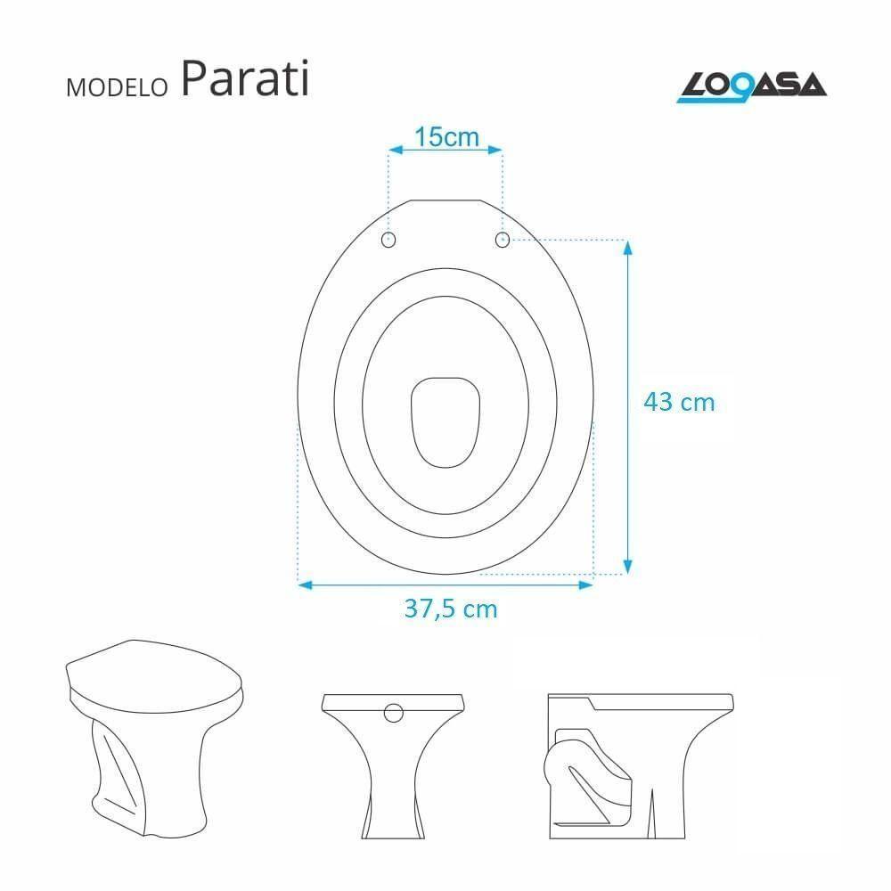 Tampa De Vaso Sanitário Com Amortecedor Parati Branco Para Bacia Logasa - 3