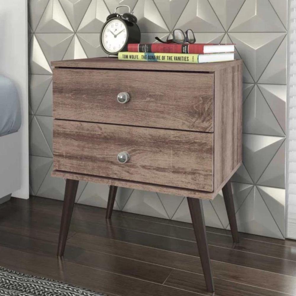 Mesa De Cabeceira Retrô 2 Gavetas - 1
