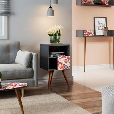 Mesa De Cabeceira Com Porta Linha Retro