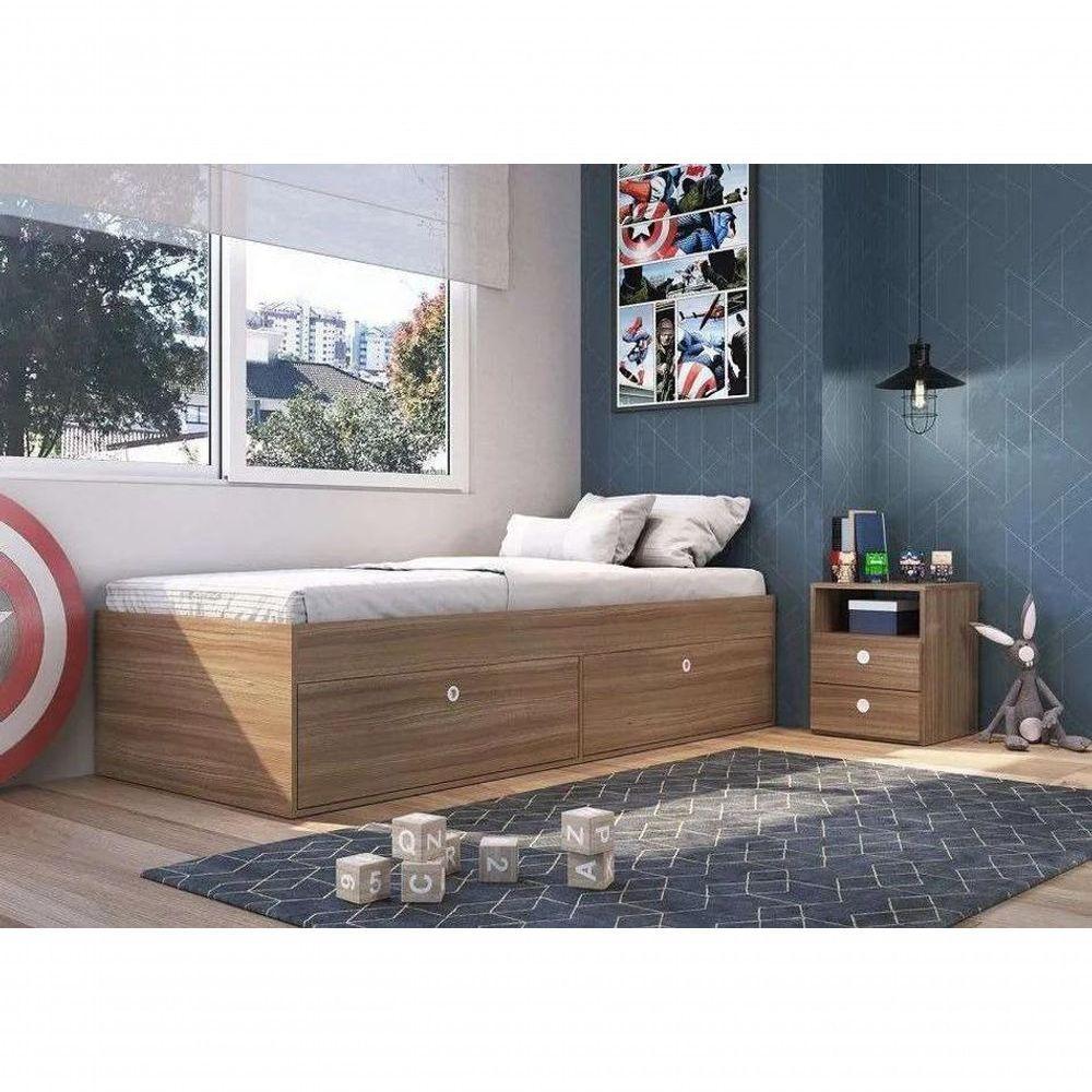 Quarto Juvenil C- Cama 80 E Mesa De Cabeceira Tokio - 2