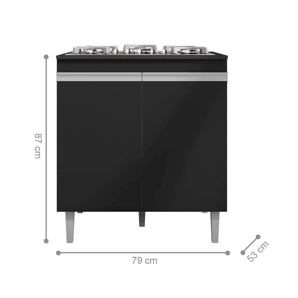 Balcão De Cozinha 2 Portas Cambrigde Preto Fosco - 4