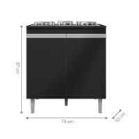 Balcão De Cozinha 2 Portas Cambrigde Preto Fosco