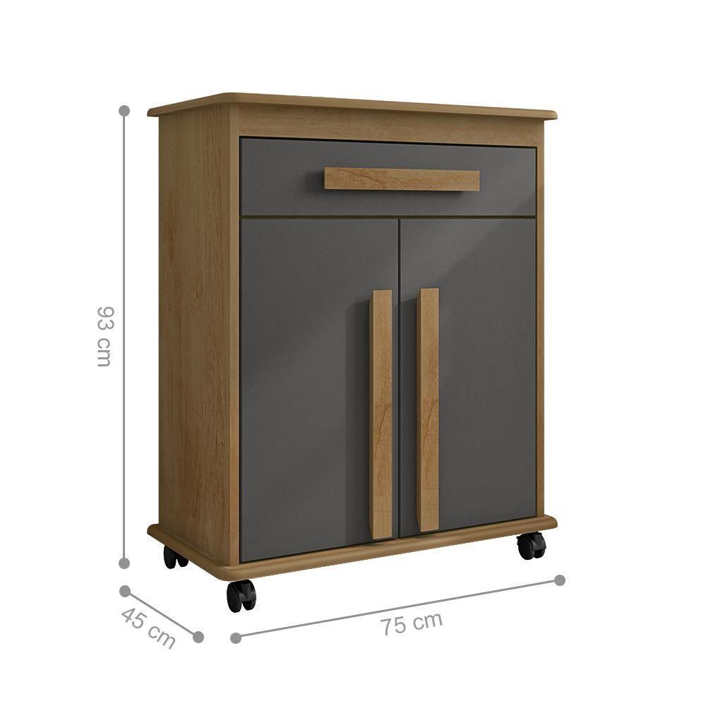 Multiuso Com 2 Portas Cantária Cinamomo Grafite - 5