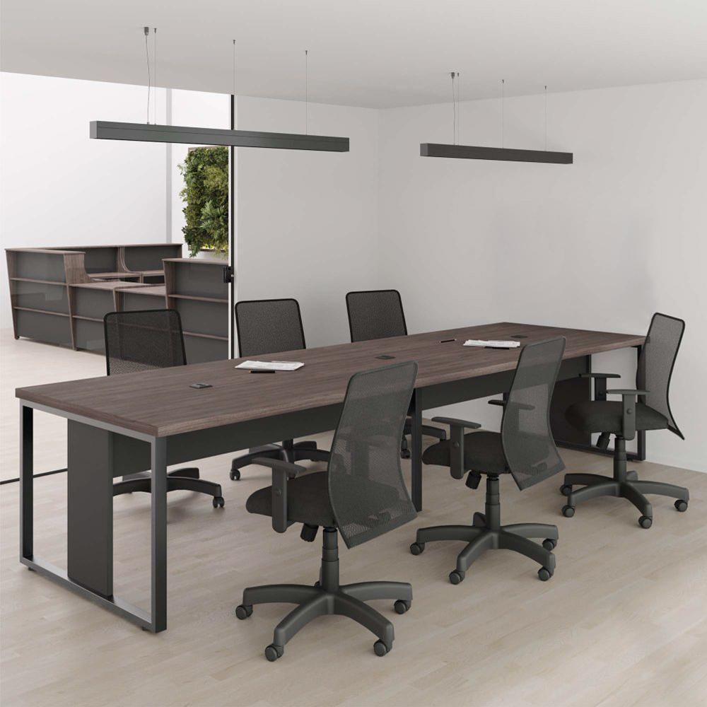 Conjunto Mesa E Cadeiras Para Escritório Doha Freijó Preto - 3