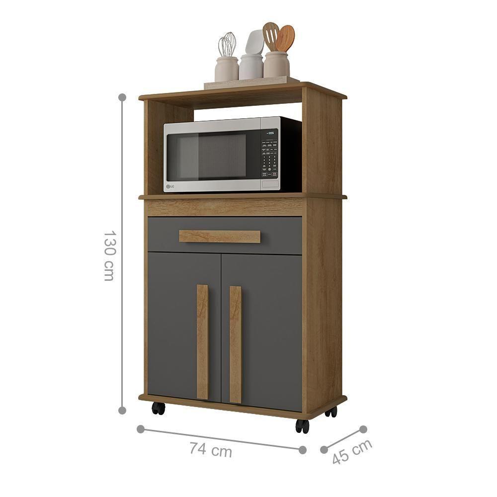 Multiuso Com 2 Portas Quioto Cinamomo Grafite - 3