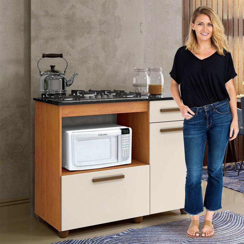 Balcão Para Cooktop 04 Bocas 2 Portas 1 Gaveta Violeta Naturalle Com Off White - 4