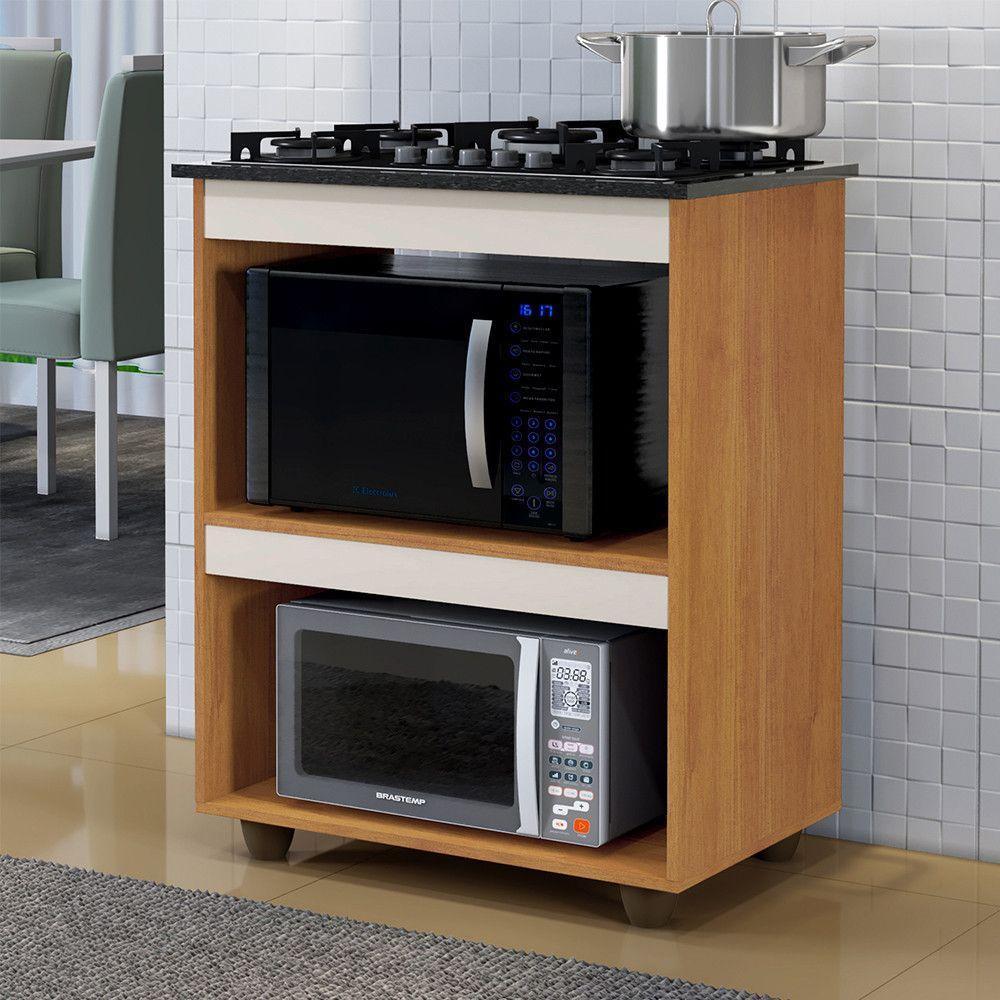 Balcão Para Cooktop 4 Bocas Turim Naturalle Com Off White - 1