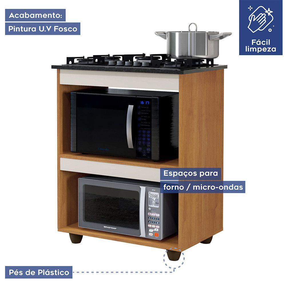 Balcão Para Cooktop 4 Bocas Turim Naturalle Com Off White - 3