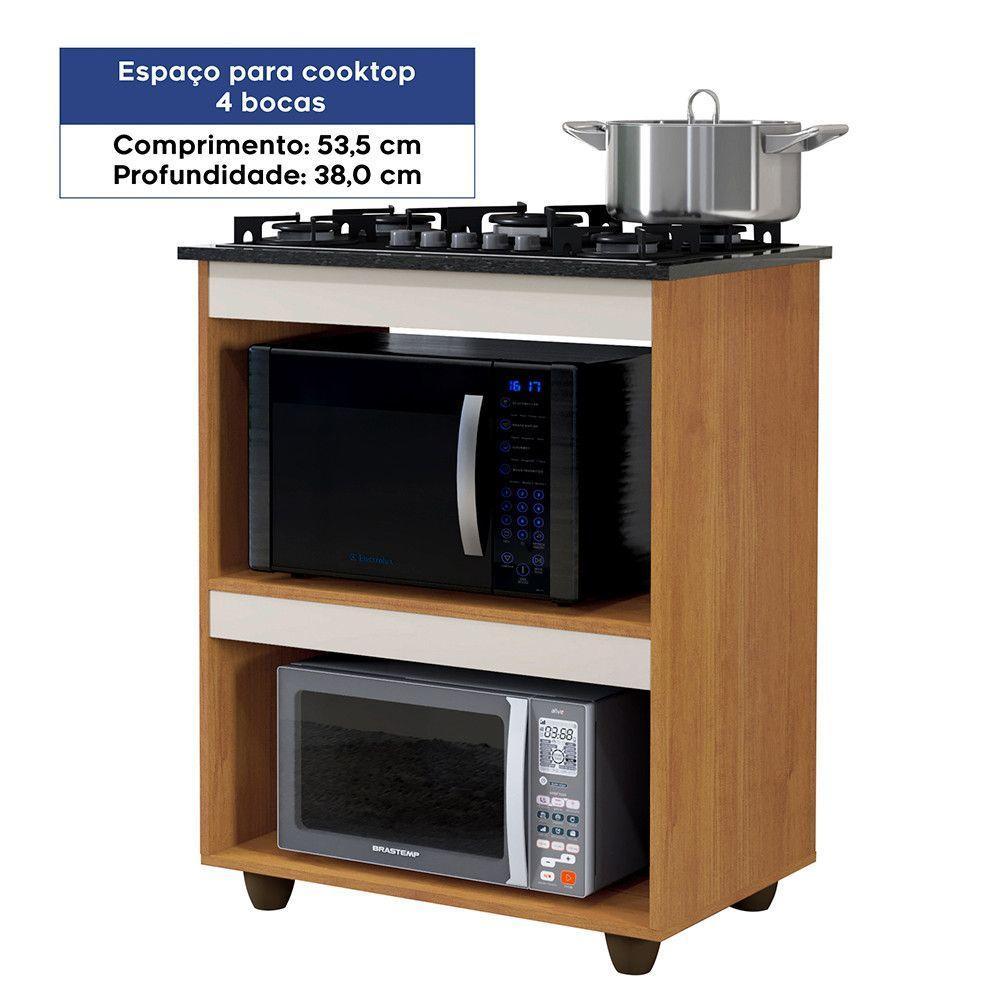 Balcão Para Cooktop 4 Bocas Turim Naturalle Com Off White - 5