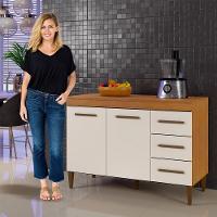 Balcão De Cozinha Com Tampo 2 Portas 3 Gavetas Virtus Naturalle Com Off White - 3