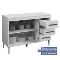 Balcão De Cozinha Com Tampo 2 Portas 3 Gavetas Virtus Naturalle Com Off White - 5