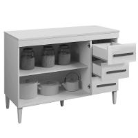 Balcão De Cozinha Com Tampo 2 Portas 3 Gavetas Virtus Naturalle Com Off White - 6