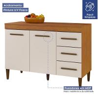 Balcão De Cozinha Com Tampo 2 Portas 3 Gavetas Virtus Naturalle Com Off White - 8