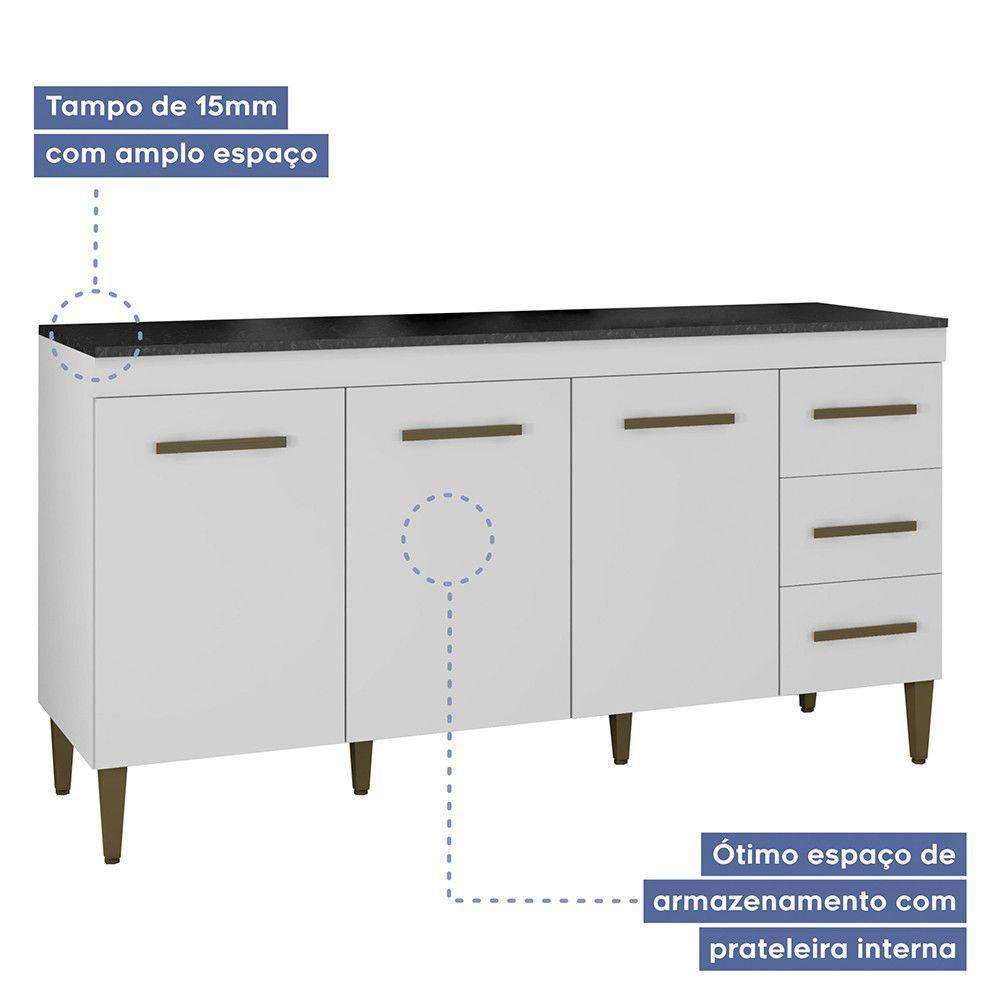 Balcão Atenas 3 Portas E 3 Gavetas Branco - 2