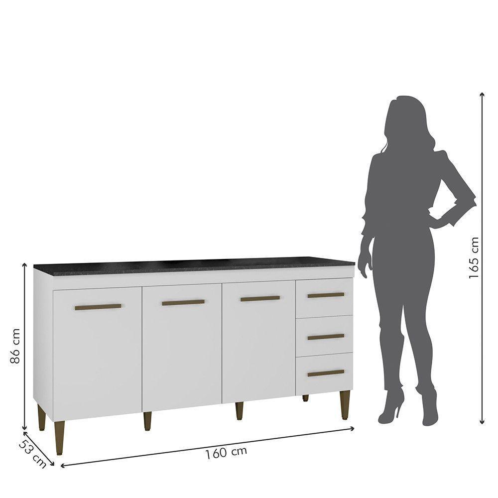 Balcão Atenas 3 Portas E 3 Gavetas Branco - 6
