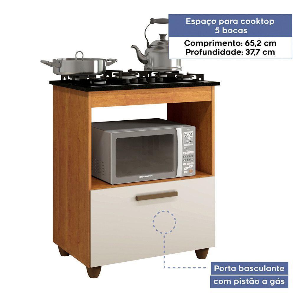 Balcão Para Cooktop 05 Bocas 1 Porta Basculante Salvia Naturalle Com Off White - 5