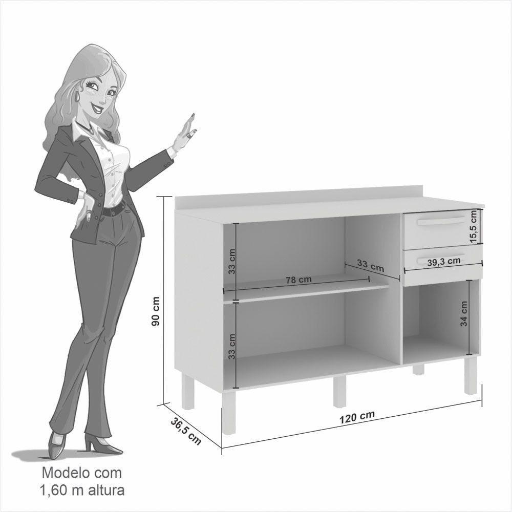 Balcão Valência Branco Salleto Móveis Carvalho Com Grafite - 4