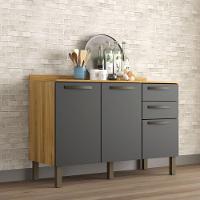 Balcão Valência Branco Salleto Móveis Carvalho Com Grafite - 1