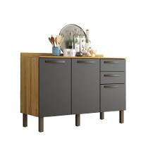 Balcão Valência Branco Salleto Móveis Carvalho Com Grafite - 8