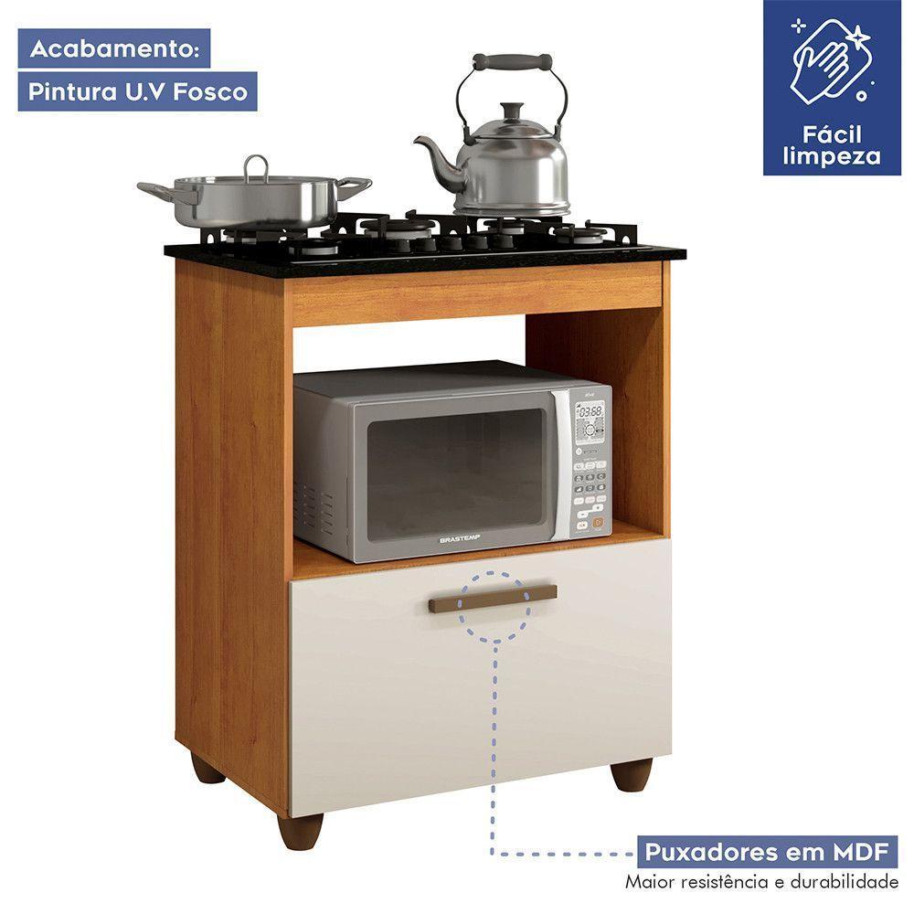 Balcão Para Cooktop 04 Bocas 1 Porta Basculante Salvia Naturalle Com Off White - 3