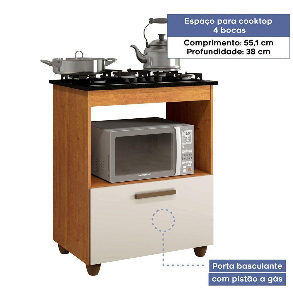 Balcão Para Cooktop 04 Bocas 1 Porta Basculante Salvia Naturalle Com Off White - 4