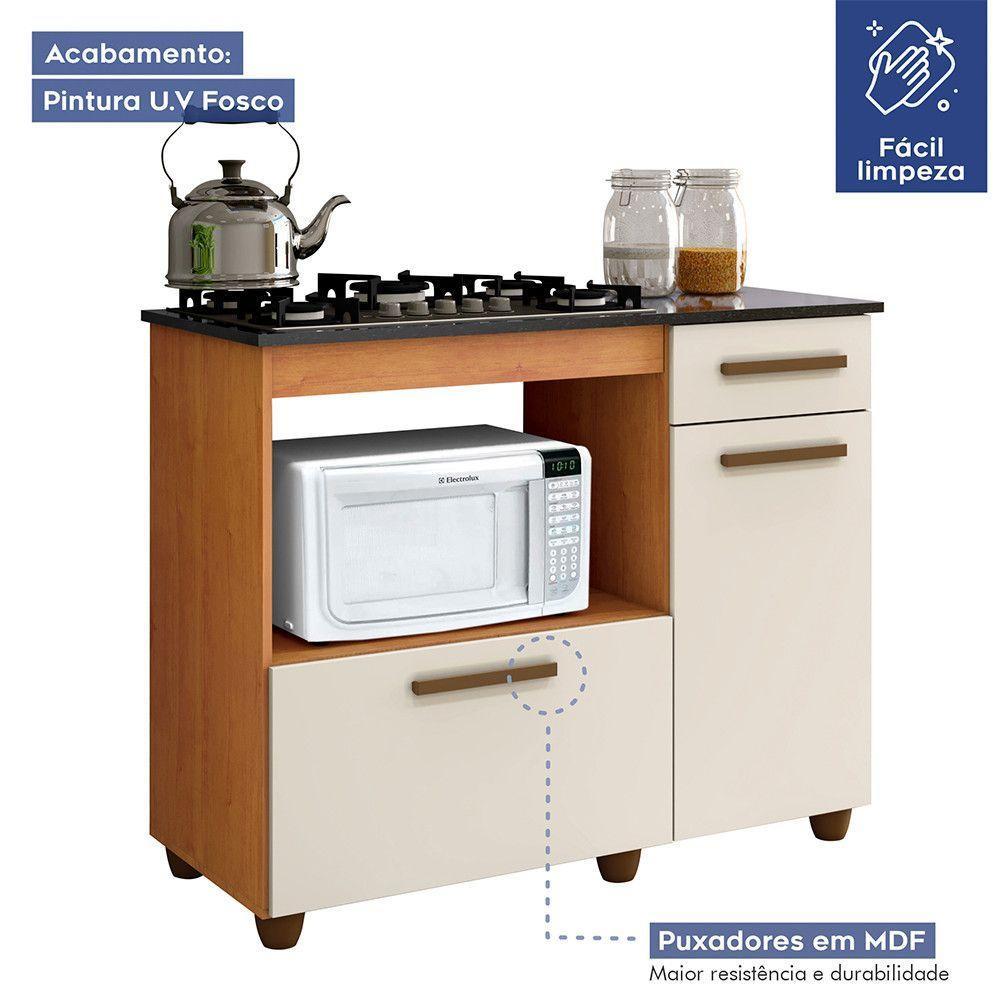 Balcão Para Cooktop 05 Bocas 2 Portas 1 Gaveta Violeta Naturalle Com Off White - 3