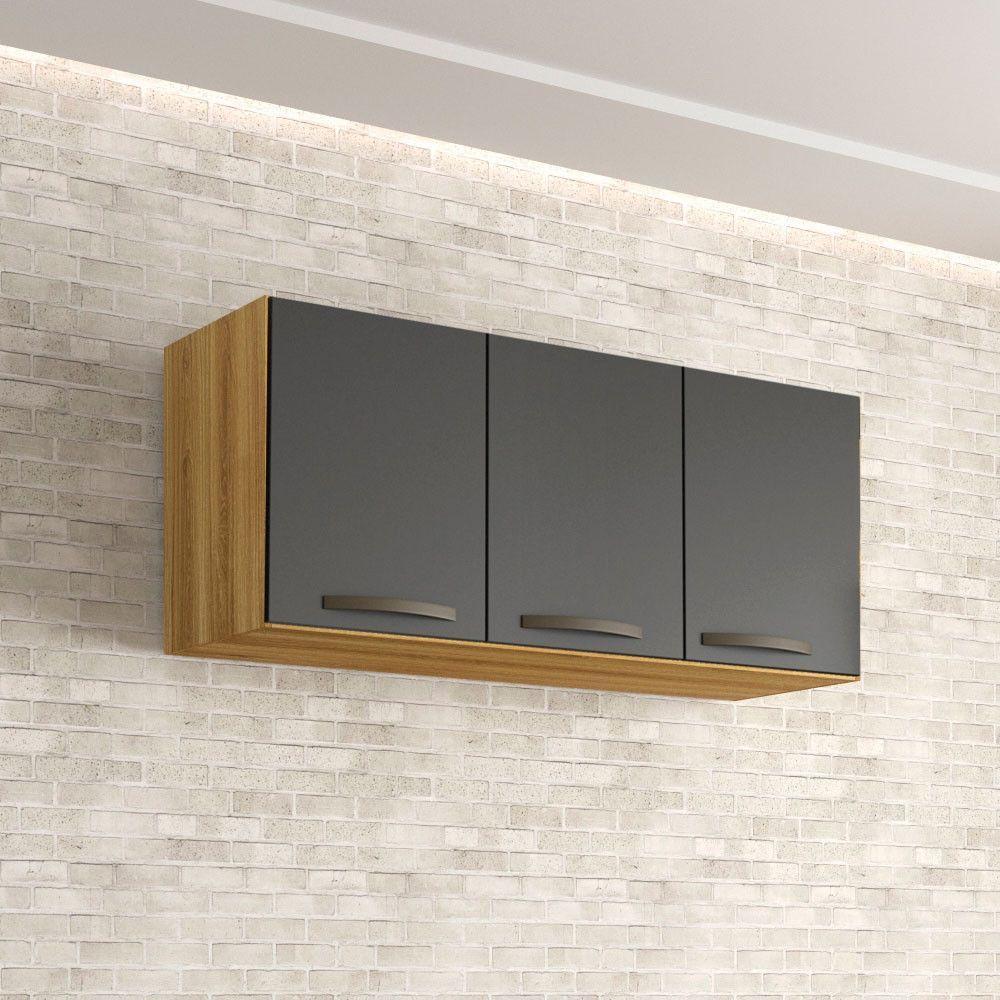 Aéreo Triplo Valência Branco Salleto Móveis Carvalho Com Grafite - 1