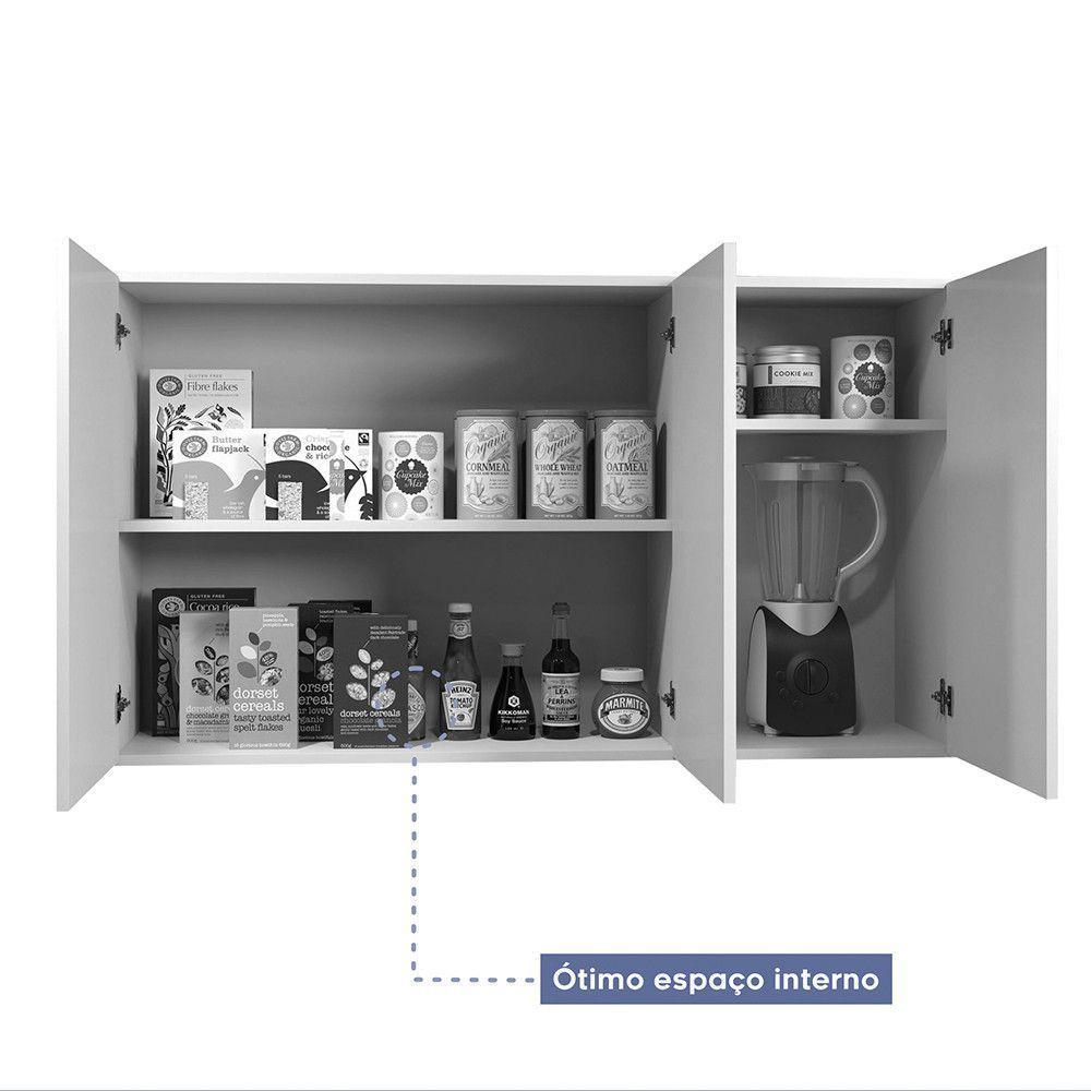 Armário Aéreo 3 Portas E 2 Prateleiras Etios Naturalle Com Off White - 2