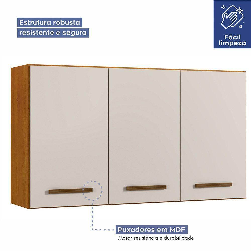 Armário Aéreo 3 Portas E 2 Prateleiras Etios Naturalle Com Off White - 4