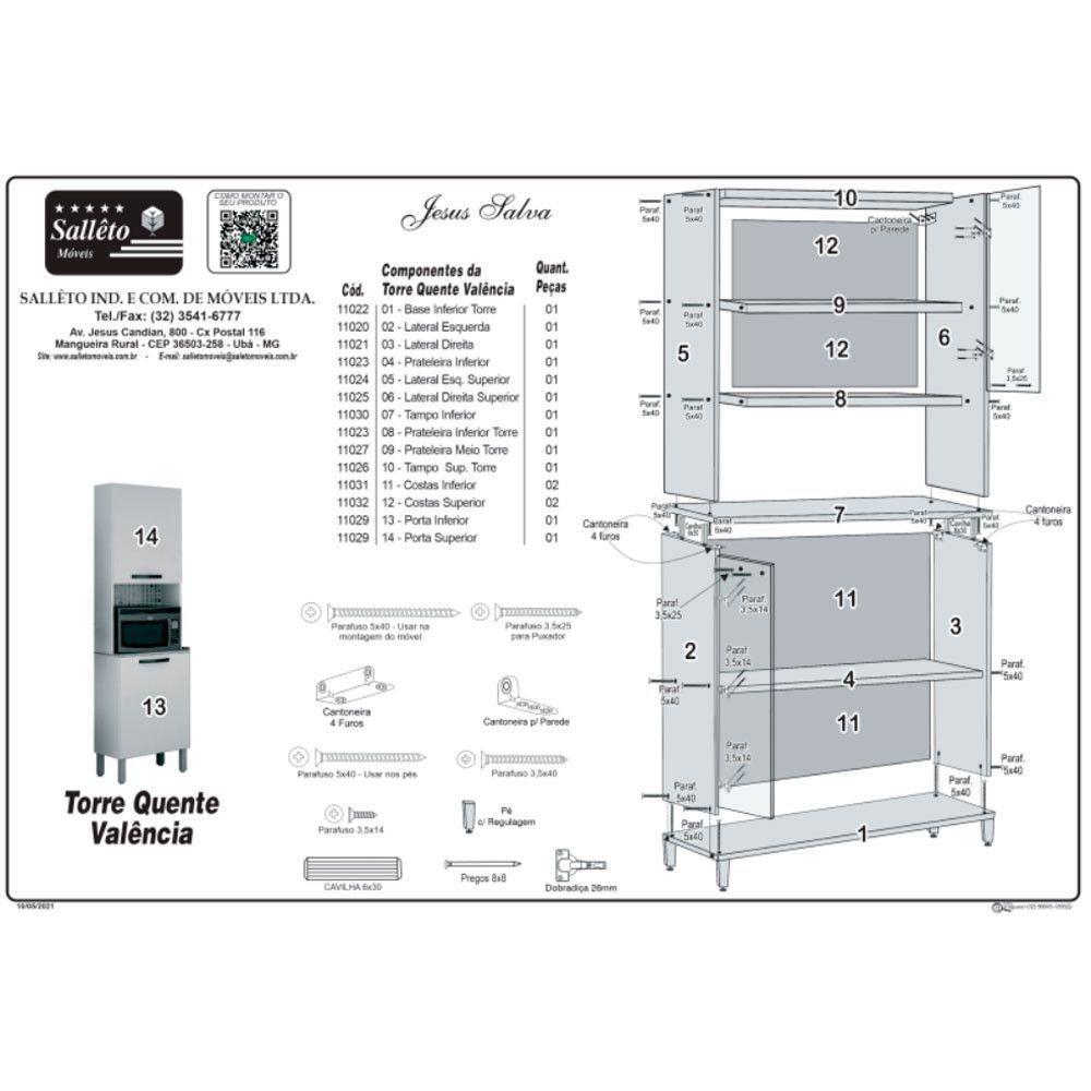 Cozinha Torre Quente Valência Branco Salleto Móveis Cinamomo Com Off White - 6