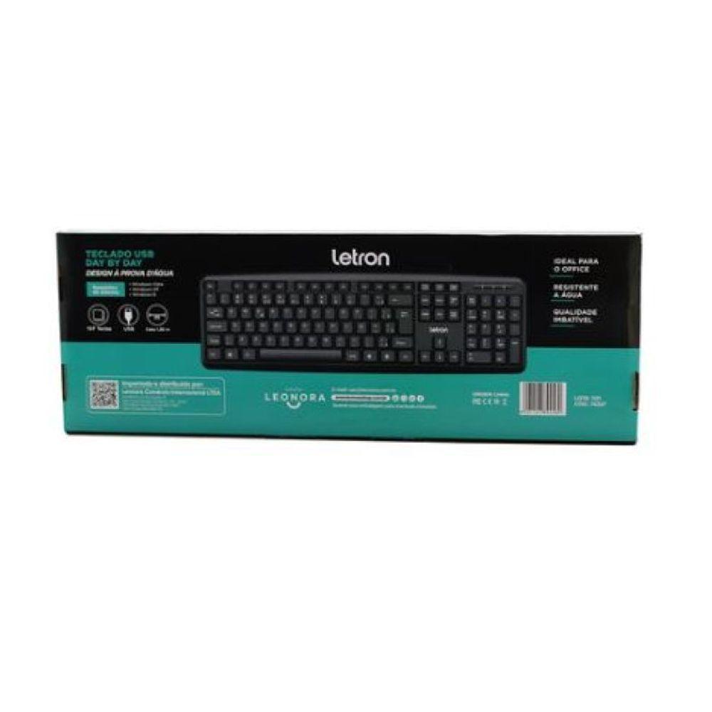 Teclado Usb Letron Day By Day Preto Ergonomico Km 1801 - 3