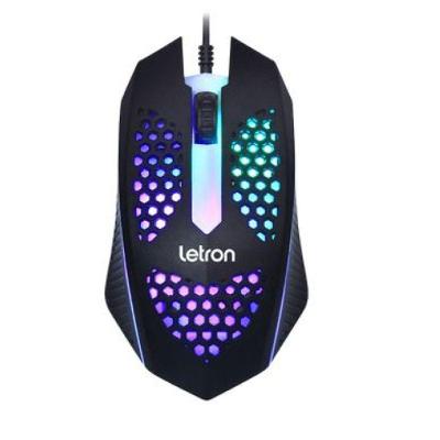 Mouse Usb Letron Gamer Led Rgb 3 Botoes 1000 Dpi Comb Preto